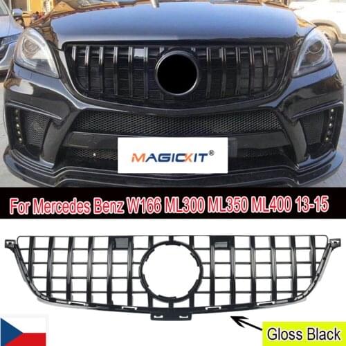 MagicKit Gloss Black Grille for MERCEDES W166 ML-Class 2012-2015 GT-R Panamericana Look US Stock