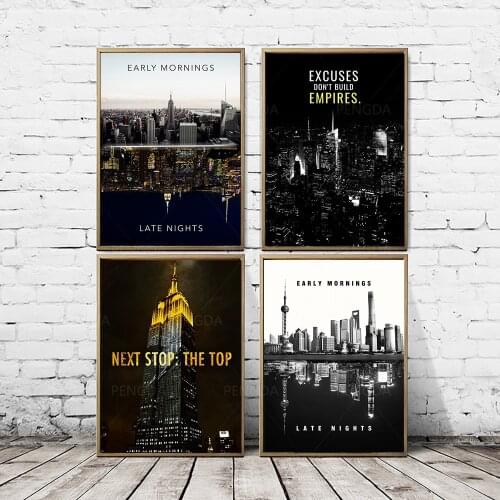 City Morning Night Landscape Canvas Printed Modern Poster Home Decorative Painting Wall Art Picture Living Room Modular No Frame