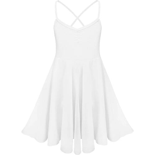 IEFiEL Girls Ballet Dance Dress Spaghetti Straps Crossed Back for Kids Gymnastics Leotard Ballet Tutu Dance Costume Dress