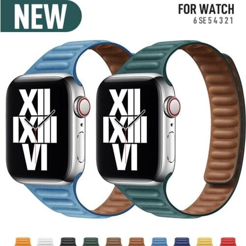 Leather loop for Apple Watch band 44mm 40mm iWatch band 38mm 42mm Magnetic watch bracelet for Apple watch strap series 3 4 5 6 2