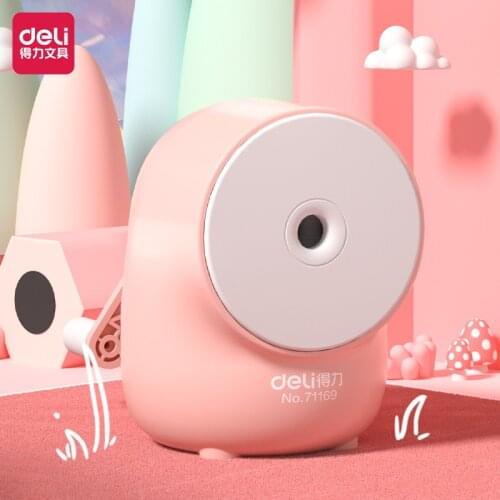Deli Creative Cute Hand-cranked Pencil Sharpener Cartoon Pink Student Kid Desk Stationery Gifts School Supplies