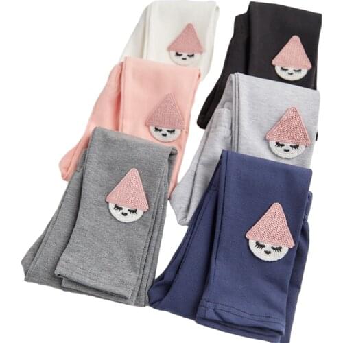 Spring Autumn Girls Leggings Pants Children Snowman Embroidery Outwear Long Pants Cotton Kids Elastic Baby Girls Skinny Trousers