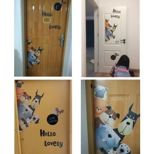Cute Home Hello Animal Door Sticker Cartoon for Childrens Room Kindergarten Decoration Door Sticker Bedroom Room Store Hotel