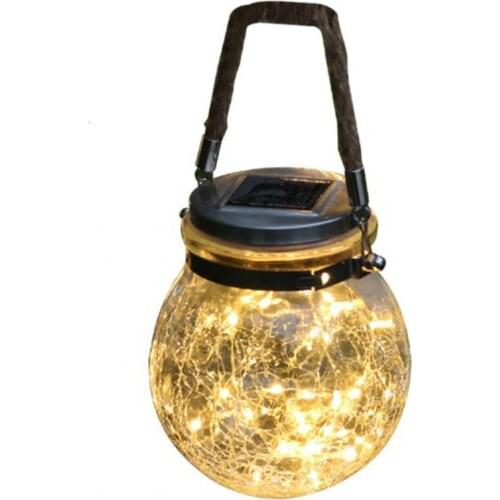 Mini Glass Waterproof Outdoor Garden Led Battery Solar Rechargeable Pendant Lamp hanging lamp