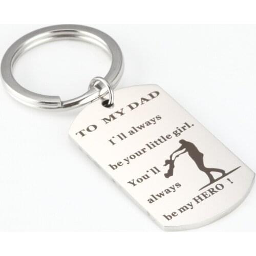 TO MY DAD I'll always be your little girl Stainless Steel Letter Motivational Keychain Keyrings Thanksgiving Day Gifts For Dad