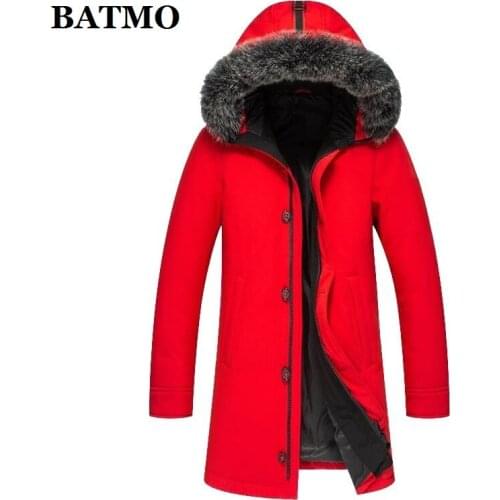 BATMO 90% white duck down&fox fur collar hooded jackets men,mens winter down jackets,thicked warm coat,plus-size M-XXXL 9007