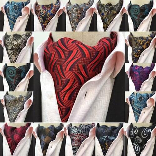 Men Formal Flower Paisley Checks Long Cravat Ascot Ties Wedding Necktie BWTHZ0180