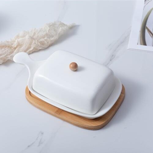 Nordic Style Butter Box Ceramic Butter Sealing Plate Dish Storage Tray Cheese Food Storage Containers Keeper With Lid