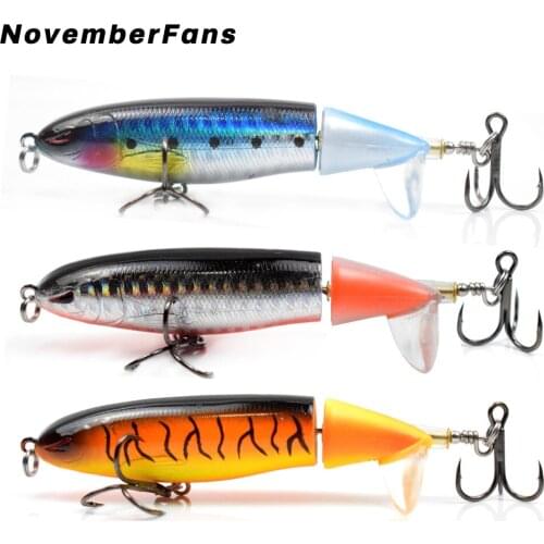 NovemberFans 9.5cm 13.5g Topwater Popper Wobblers Rotate Tail Fishing Lures Artificial Bait Floating Plastic Lure Tackle