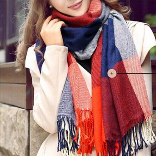 New Fashion Winter Scarf High Quality Shawls And Scarves Knitted Blanket Scarf Warm Plaid Scarf Free Shipping TKS001-red blue