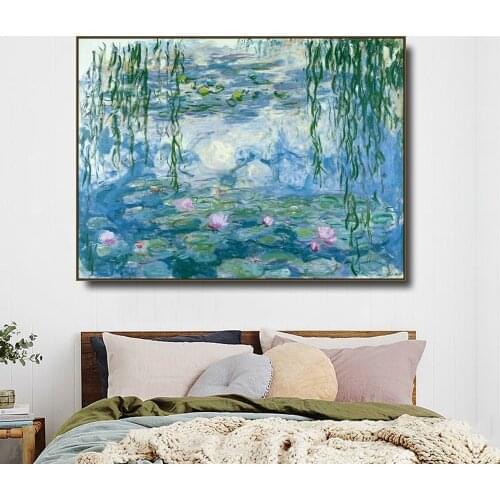 Water Lilies, 1916-1919 by Monet Posters and Print Canvas Painting Calligraphy Wall Pictures for Living Room Bedroom Home Decor