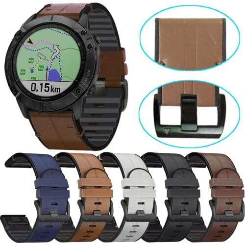 22/26mm Silicone Leather strap For Garmin Fenix 5/6/5X Plus/6X Pro/935/945/MK1/S60 Replacement Accessory Wristband Easy Install