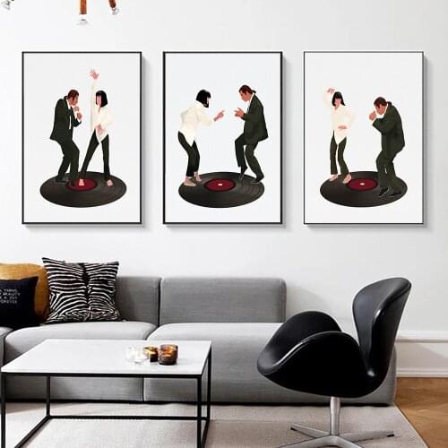 Retro Pulp Fiction Print Wall Art Canvas Painting Movie Jack Rabbit Dance Tarantino Poster Picture Living Room ​Cinema Home Deco