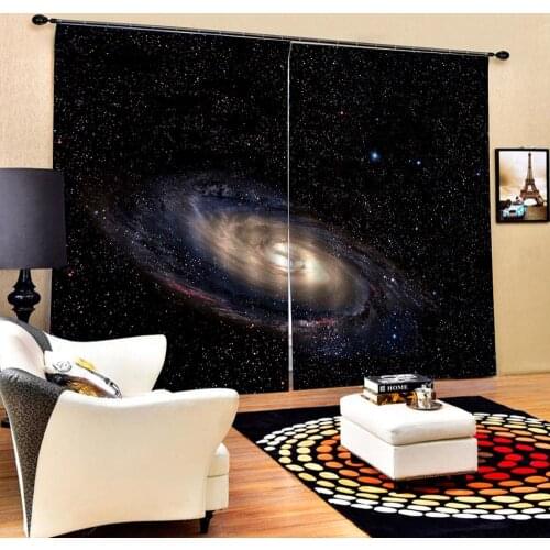 Luxury Blackout 3D Window Curtains For Living Room Bedroom Customized size black world curtains bedroom
