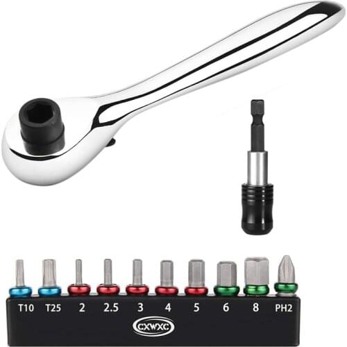 CXWXC Handy Ratchet Wrench Bike Tools Kit 10 in 1 Multifuncial Bicycle Repair Tools for Road Cycling Bike