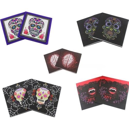 Halloween Napkin Mask Paper Towel Birthday Party Scary Bleeding lips Napkin Halloween Party Decoration Supplies HL48