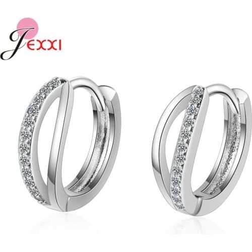 Hot Sale Genuine 925 Sterling Silver Hoop Earrings For Women Fashion Silver Jewelry Wedding Anniversary Gift For Lover