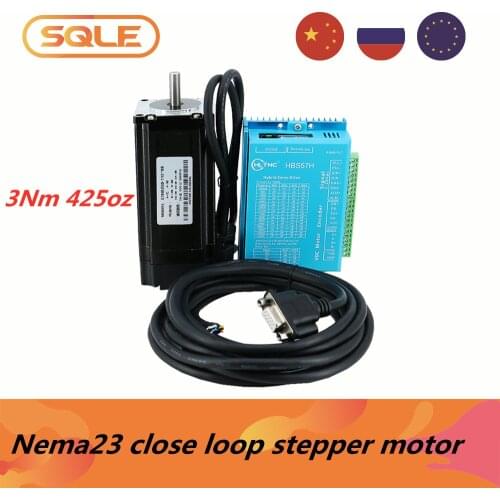 1 set Nema23 425oz-in close loop stepper motor 3Nm & HBS57H servo driver 24-80v & 3 meters encoder cable