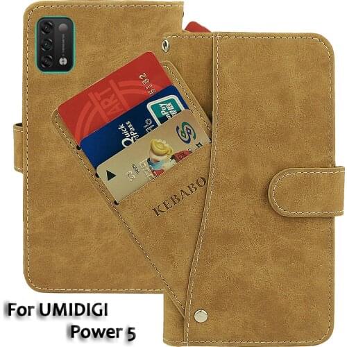 Vintage Leather Wallet UMIDIGI Power 5 Case 6.53" Flip Luxury Card Slots Cover Magnet Phone Protective Cases Bags