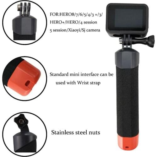 Waterproof Floating Handheld Selfie Stick Diving Mounting Adapter Portable Buoyancy Rod for GoPro Hero 8 Camera