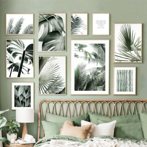 Green Tropical Plant Monstera Banana Leaf Wall Art Canvas Painting Nordic Posters And Prints Wall Pictures For Living Room Decor