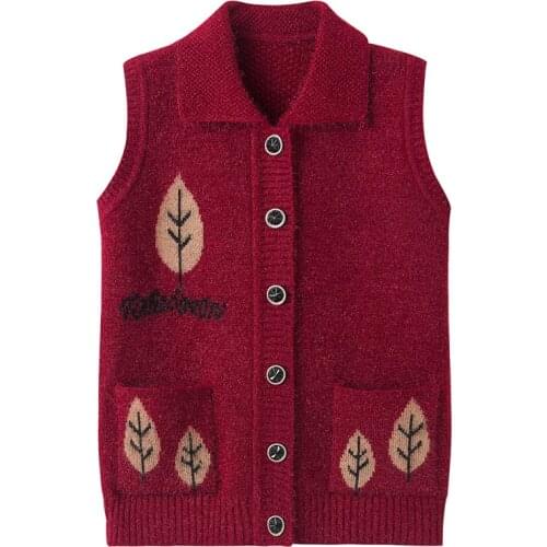 Women Autumn Winter Sweater Vest Waistcoat Fashion Sleeveless Cardigan Knit Short Sweater Vest Plus Size Coats Mother Dress K110