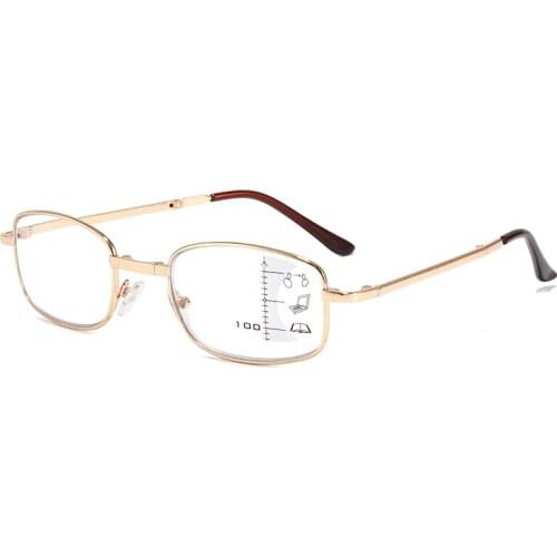 Gold Women Men Reading Glasses Anti Blue Light Bifocal Far Near Magnification Presbyopic Folding Glasses +1.0 +1.5 +2.0 +4.0