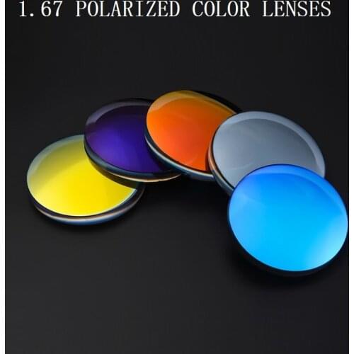 1.67 Polarized colorful spherical brand prescription myopia sunglasses lenses UV400 goggles optical glasses lenses for sun glass