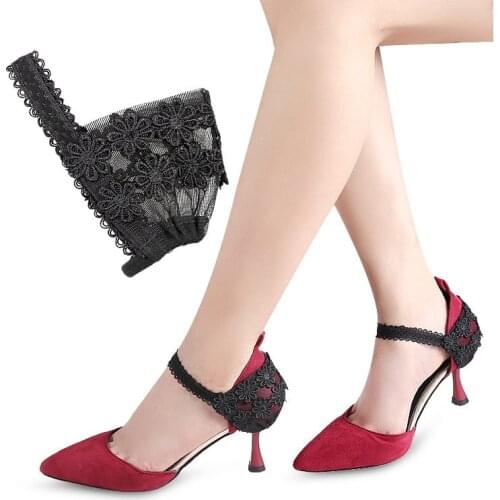 1 Pair Lace Elastic Band Magic Tape High Heel Anti-drops Heel Straps Non Slip Elastic Band Loose Heel Shoe Straps For Women Use
