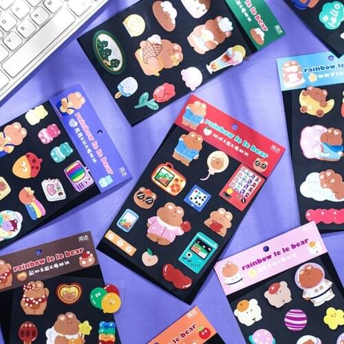 1 pcs Cute Rainbow Bear Travel Series Decorative Stickers Scrapbooking diy Stick Label Diary Stationery Album Journal Stickers