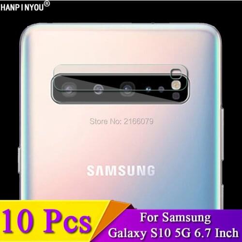 10 Pcs/Lot For Samsung Galaxy S10 5G G977 6.7" Clear Rear Camera Lens Protective Protector Cover Soft Tempered Glass Film Guard