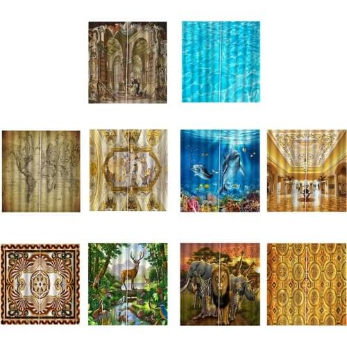 2 Panel Blackout Curtain Waterproof Living Room Bedroom Window Drapes Set for Home Room Hotel Shop