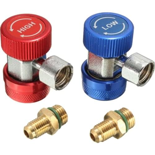 2Pcs R134A Quick Coupling Adapters High And Low A/C Manifold Gauge