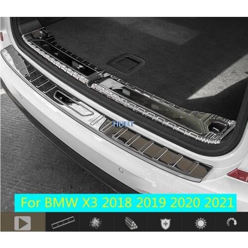 2pcs Rear Bumper Sill Protector Cover Guard Plate Stainless Steel Exterior Mofification Accessories For BMW X3 2018 2019 2020