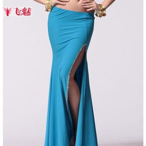 2018 New Gypsy Long Skirt Sexy Black Gypsy Skirt Belly Dance Costume Womens Belly Dance Split Skirts Indian Long Skirt B-2353