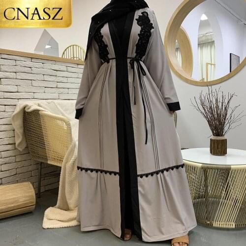 2020 Simple Elegant Turkey Black Embroidered Abaya Kaftan Muslim Dresses Women Long Kimono Dress Robe Dubai Middle East Fashion