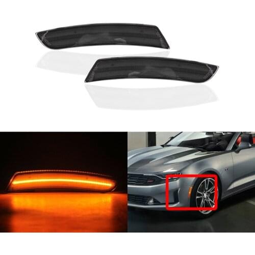 2x Smoked Front Amber Led Side Marker Lights For Chevrolet Chevy Camaro 2016 2017 2018 2019 Car-Styling