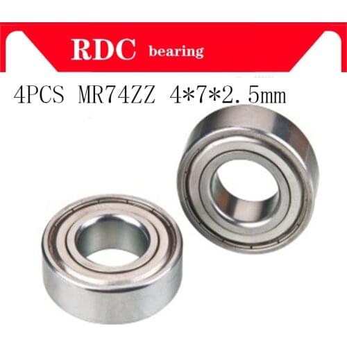 4PCS ABEC-5 MR74ZZ MR74Z MR74 ZZ L-740ZZ 4x7x2.5 mm 4*7*2.5 mm metal shield Miniature High quality deep groove ball bearings