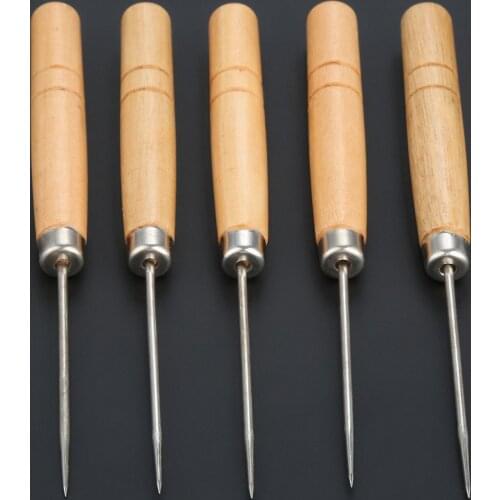 DRELD 5Pcs Sewing Punch Hole Hook Awl Leather Stitching Sewing Awl Repair Tool Leather DIY Handmade Leather Craft Tool 140mm