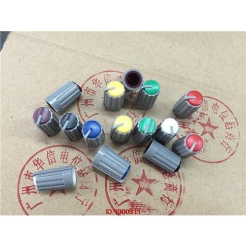 5pcs/lot 128 # axle potentiometer knob cap gray body 7 colors red, yellow, , black blue and green dark red 270 degrees