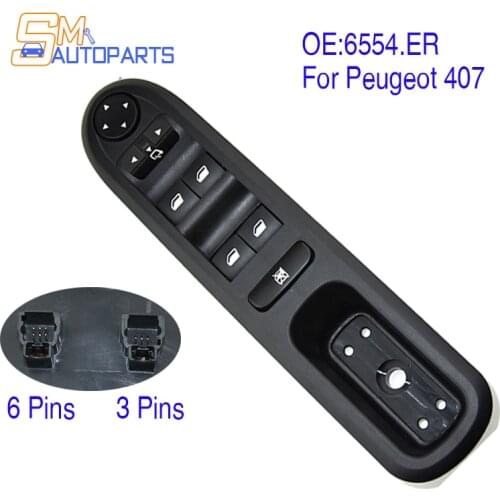 6554.ER Front Left Electric Power Window Control Switch For Peugeot 407 SW 2004-2010 96468704XT 6554ER 6554 ER Car Accessories