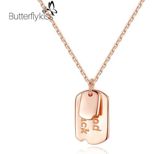 BK Good Lucky Letters Pendant Necklace For Women 2021 Trendy Real 925 Sterling Silver Silver Jewelry Gift To Best Friend