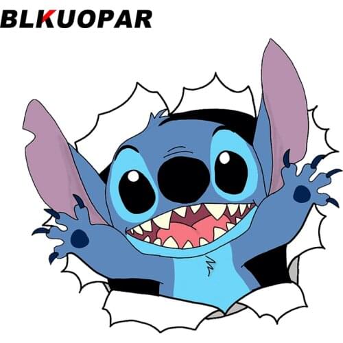BLKUOPAR 13cm x 12.1cm for Stitch Car Stickers Sunscreen Fashionable Decals JDM Assessoires Motorcycle Helmet Decor Car Styling