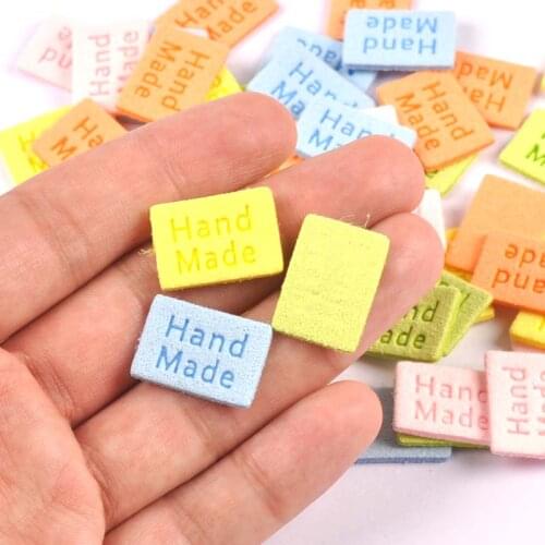 20Pcs "Handmade" Letter Cloth Labels Embossed Tags DIY Flag Label For Garment Sewing Accessories 20x14mm cp2773