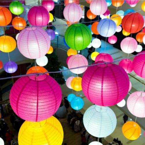 4-6-8-10-12-14-16Inch Blue white Red pink Chinese Paper Lanterns for Wedding Event Party Decoration Holiday Supplies Paper Ball