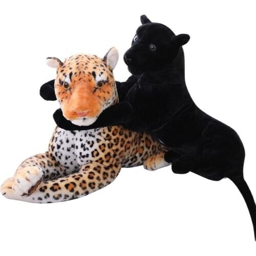 Simulation Black panther Leopard Stuffed Toy Plush Forest Animals toy Lifelike Wild Animal Photography props Toys for Boy Child