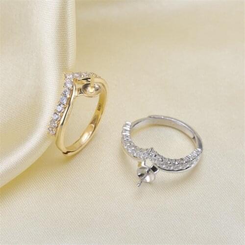 Pearl Ring Settings, Fashionable Ring Findings, Adjustable Size 925 Silver Ring Jewelry DIY making No Pearl