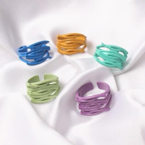 Colorful 5Colors Alloy Spray Paint Open Adjustable Cross Finger Ring Tail Ring Wedding Jewelry Women Party Anel Girlfriend Gift