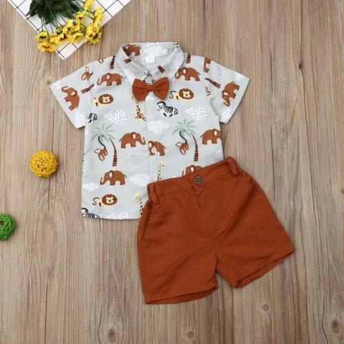 Summer Infant Kids Cotton Baby Boy Clothing Sets Formal Birthday Party Clothes Suit T-shirt+Shorts Childrens Cloth Sets