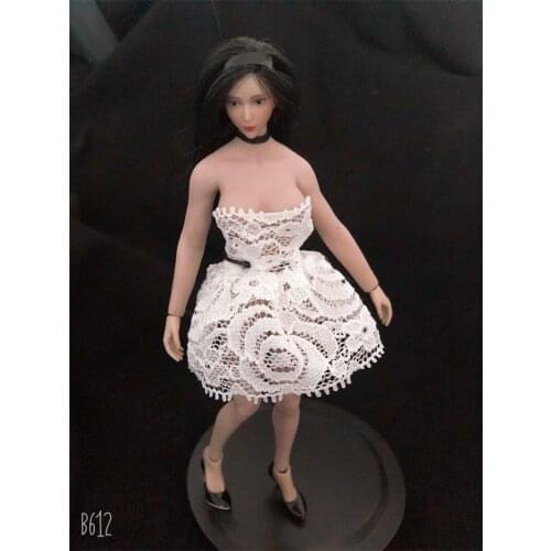Best Sell 1/12 Scale Female Soldier Lace Mini Dress Small Balck White Dress Can Be Suitable For Female Body Figures